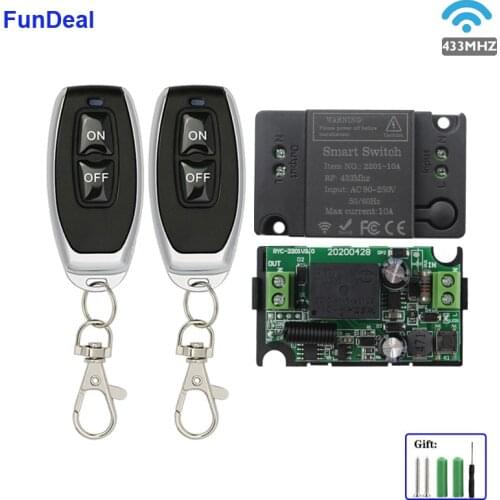 FunDeal 433 MHz Universal Wireless RF Smart Remote Control Switch Receiver Module and Transmitter For LED Light Lamp Diy Control