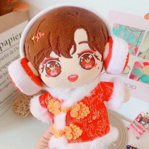Toy Baby Clothes Star Idol Plush Dolls Dress Up Clothes 20cm Doll New Year Ear Cover Robe Suit Christmas Gifts