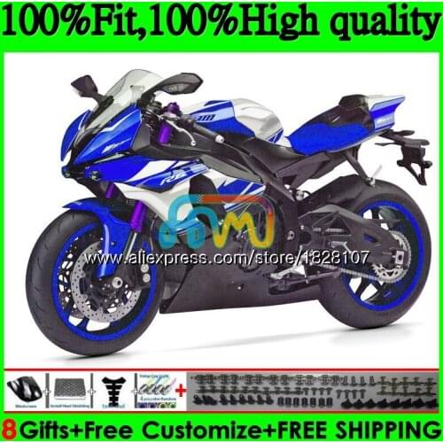 Injection OEM For YAMAHA YZF600 YZF R6 YZFR6 17 18 19 118BS.14 YZF 600 Silver blue R 6 YZF-600 YZF-R6 2017 2018 2019 Fairings