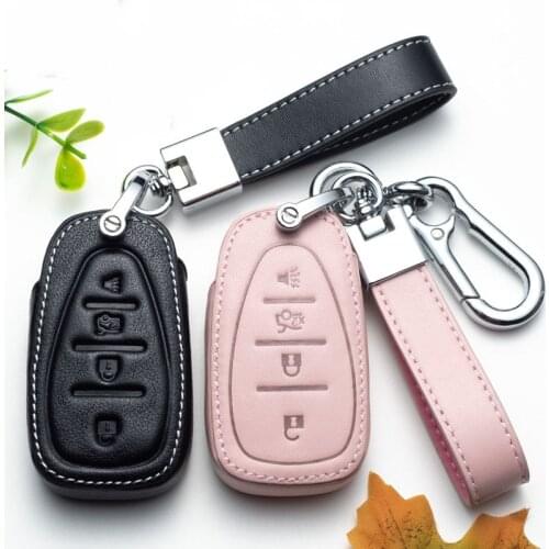 Leather Car Key Case Cover for chevrolet cruze spark camaro Volt Bolt Trax Malibu Accessories Auto Key Covers Protect