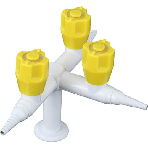 K005 Laboratory gas tap Pure Copper Three port Standing style 90 degrees right angle