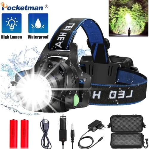 120000lumens Led Headlamp L2/T6 Waterproof Headlight Head Torch Flashlight Head lamp Light by 18650 battery for Fishing Hunting