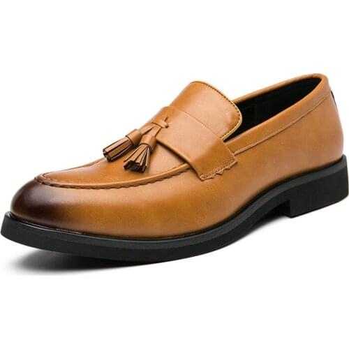 Men Leather Shoes Loafers Formal Elegant Classic Business Wedding Social Fashion Tassel Casual Flat Brogue Party Big Size 38-48