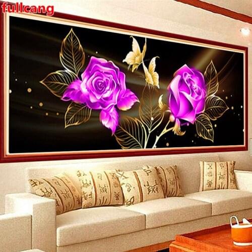 5D DIY Diamond Painting set Full Square Round Flower Diamonds Embroidery Kits Purple Rose Decorations Home Gift JX2443