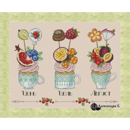 Cup Cake Series January February 3 Counted Cross Stitch 11CT 14CT 18CT DIY Chinese Cross Stitch Kits Embroidery Needlework Sets