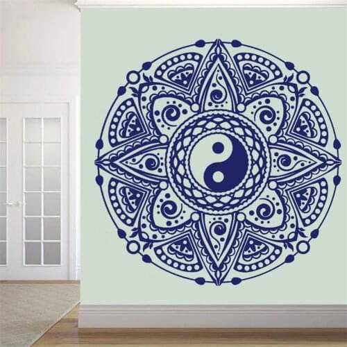 Yin Yang Mandala Flower Wall Stickers Mural Vinyl Bohemia Decals for Livingroom Decoration Removable Art Family Wallpaper DW6584
