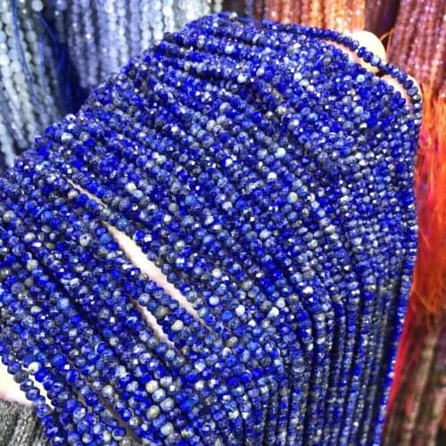 Natural Stone Small Faceted Beads Lapis Lazuli Loose Spacer Beads for Jewelry Making Bracelet Necklace DIY Accessories 3x2mm