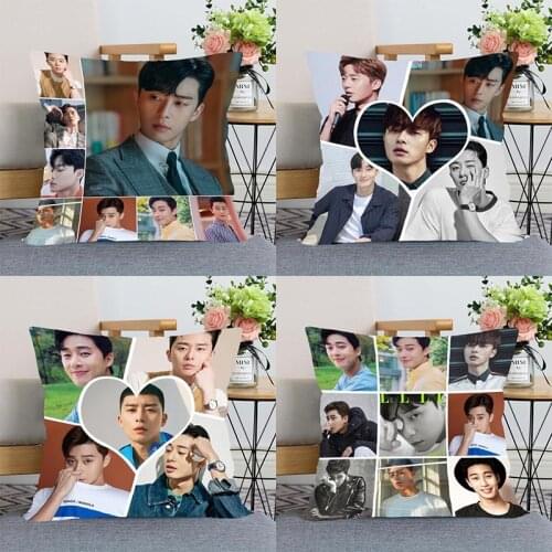 New Park Seo Jun Kpop Pillow Cover Bedroom Home Office Decorative Pillowcase Square Zipper Pillow Cases Satin Soft No Fade