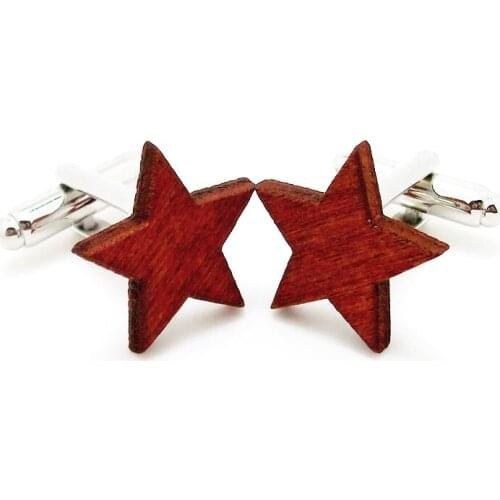 New Five-pointed star Cufflinks luxury mens wood cuff links Jewelry Formal Business wedding Fashion cufflink french shirt button