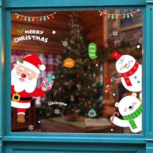 New Santa Claus Christmas Snowman Wall Sticker for Glass window Showcase festival home decoration Mural Decals New Year stickers
