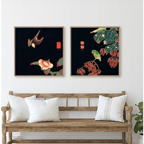 Parrot Painting On Canvas Poster Two Birds Art Prints Bird Lover Gift Modern Wall Pictures for Living Room Bedroom Home Decor