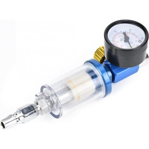 Vacuum Gauge 1/4in Air Inlet Pressure Regulator Inline Water Oil Trap Filter Separator for Spray Gun Tool Compression Tester