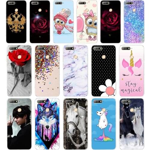 B Silicone TPU Case For Huawei Y6 2018 Cover Pattern Phone Case For Huawei Y6 Prime 2018 Case Cover For Huawei Y6 Y 6 Prime 2018
