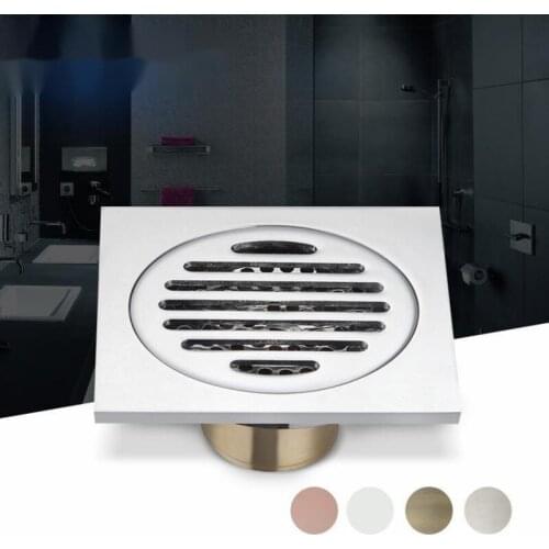 High Quality Antique Brass Carved Flower Art Bathroom Accessory Floor Drain Waste Grate100mm*100mm Bathtub Accessories