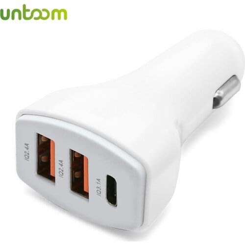 Untoom Quick Charge Mobile Phone Charger with 2 USB+1 Type C Fast Car Charger for iPhone Samsung Xiaomi HTC Huawei Sony Tablet