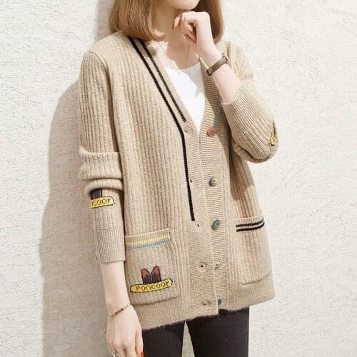 Autumn Winnter Office Lady Knitted Cardigan Women New Outerwear Sweater Jacket Cute