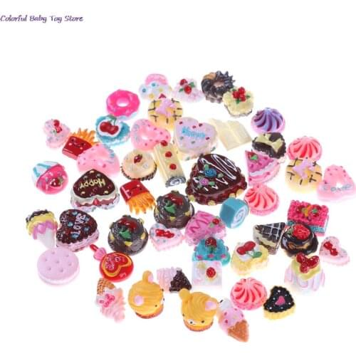 10pcs/lot For Dolls Accessories Random Sent Kawaii Cute Play Food Cake Biscuit Donuts Dolls Miniature Pretend Toy
