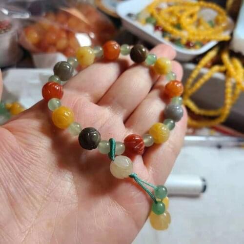 100% natural Xinjiang Hetian green jade bangle Handcarved jade beads bracelet for women jade gift beads bracelet bangles 12mm