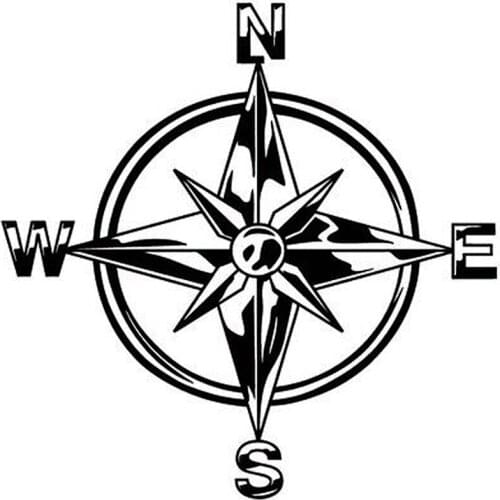 15.5cm*15.5cm NSWE Tribal Compass Rose Nautical Star Vinyl Decals Car Sticker Black/Silver S6-3511