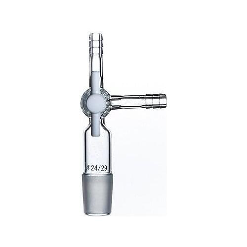24/29 Joint Laboratory Vacuum Adapter with 8mm hose connections PTFE stopcock glass instrument