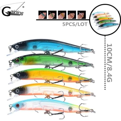 5pcs Fishing Lure Hard Bait 10cm 8.4g Minnow Crankbait Wobblers Bass Artificial Baits Carp Lures Swimbait 5 Colors