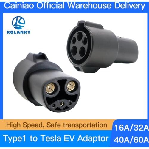 EVSE Adaptor 16A 32A 60A Electric Vehicle EV Charger J1772 Socket Type 1 To Tesla Connector EV Adapter For Electirc Vehicle