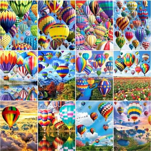 Diy Diamond Embroidery Hot Air Balloon Diamond Painting 5d Square/round Diamond Mosaic Set Landscape Cross Stitch Home Decoratio