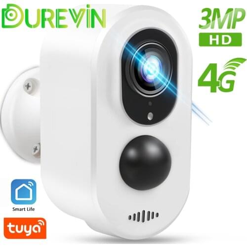 Wireless 4G Sim Card Camera 3MP HD Tuya Smart Life 3G LTE Network Camera Built-in Battery PIR Motion Security Outdoor IP Camera