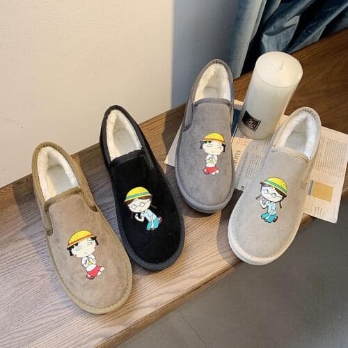 Cotton Shoes Leather Shallow Mouth Snow Boots Women Winter Warm Short Boots Non-slip Plus Velvet Bread Shoes 805