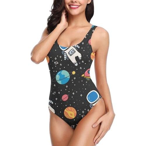 One-Piece Swimsuit Astronaut in Cute Style Womens Backless Bikini Sexy Girl Summer Pool Swimwear High Waisted Bikini