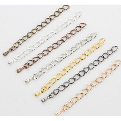 2021 20pcs 50/70mm 7 Colors Golden Silver Extended Chain Tail Chain Connector For Jewelry Making DIY Findings Bracelet Necklace