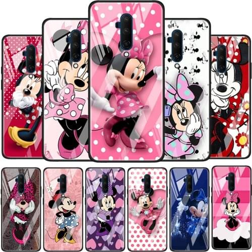 Disney Minnie Mouse Tempered Glass Cover For OnePlus Z 7 8 9 7T 8T 9R Nord 5G Pro Silicone Phone Case Coque