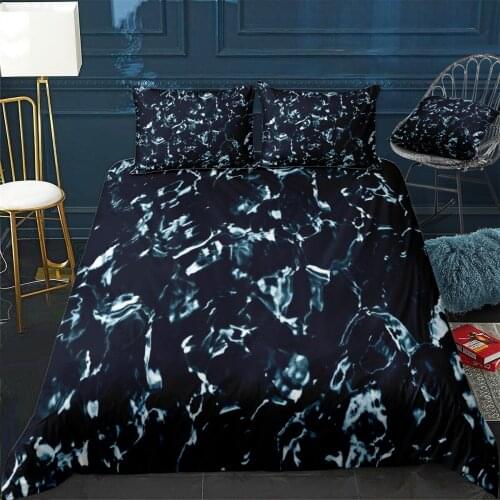 Black Water Rippling Quilt Cover Pillowcase 3Piece Comforter Bedding Set With Pillow Case Single Double Duvet Cover Home Decora