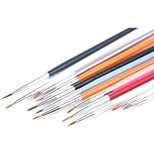 5PCS/12PCS Nail Art Mermaid Wood Handle Liner Painting Brush Flower Lines Grid Stripe French Design Drawing Pen Manicure Tool