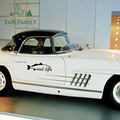 EARLFAMILY 58cm x 14.5cm Reel Life Fishing Trout Red Fish Snook Bait Rod Car Door Wrap Big Sticker Vinyl Decal Car Styling
