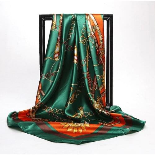 European and American painting digital printing fabric satin silk garment fabric width 90cm*90cm HGF03