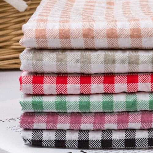 Cotton Small Plaid Striped Fabrics Bubble Grid Tissu Light Weight For Summer Dress Shirts Kids Clothes Telas 50X145cm