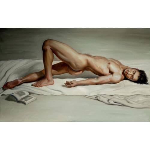 GOOD ART--large TOP man NUDE art painting --nude male MEN oil painting male art GAY ART ON CANVAS -FREE SHIPPING COST