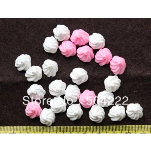 10pcs of Ice cream Resin Cabochon 13mm /0.5 inch pink and white wholesale free shipping whipped cream fake food D25