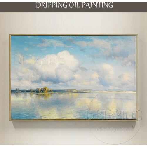 Top Artist Hand-painted High Quality Lake Oil Painting on Canvas Reproduce Russian Artist Konstantin Kryzhitsky Oil Painting