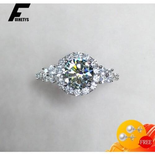 Fashion Women Ring 925 Silver Jewelry Round Shape Zircon Gemstones Finger Rings Accessories for Female Wedding Engagement Party