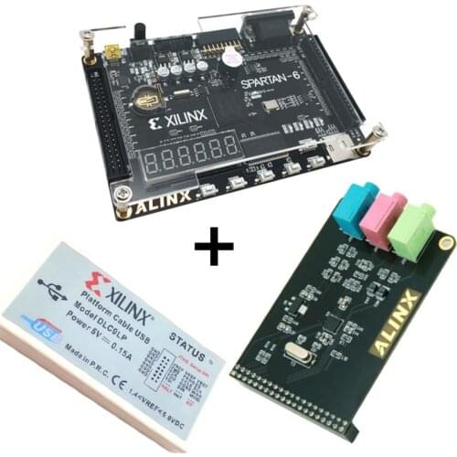 Xilinx Spartan 6 FPGA Kit XC6SLX9 Development Board + Platform USB Download Cable+ WM8731 Audio Module XL016