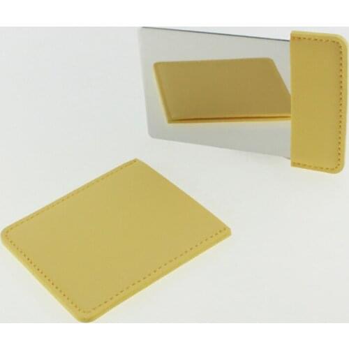 CASHOU10 Ultra-thin Cosmetic Mirror Stainless Steel Shatter-Proof Portable PU Leather Sleeve Pocket Card Mirror Makeup