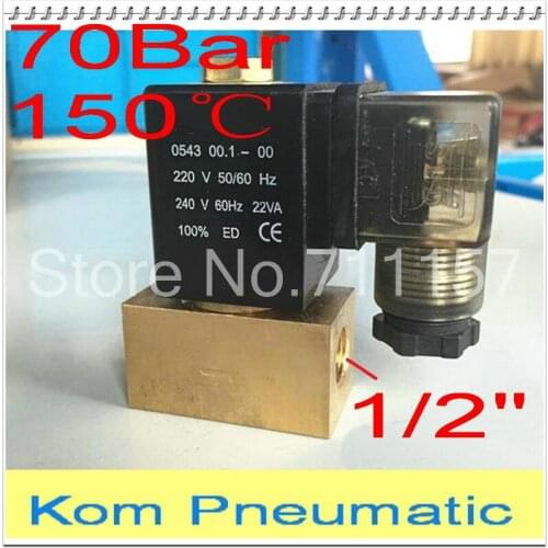 High Pressure 1/2" BSP 150 Degree High Temperature Brass Solenoid Valve 24V 12v DC AC 220V 110V Air Water Oil