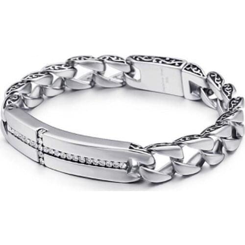 Hot Selling Classic Fashion Mens Cross Zircon Bracele Stainless Steel Rope Chain Jewelry Gift