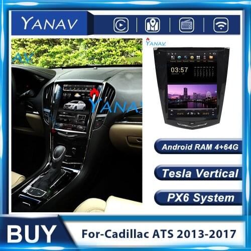 PX6 Android Multimedia Player Car Radio For-Cadillac ATS 2013-2017 Car GPS Navigation Audio Stereo Tesla Vertical Screen