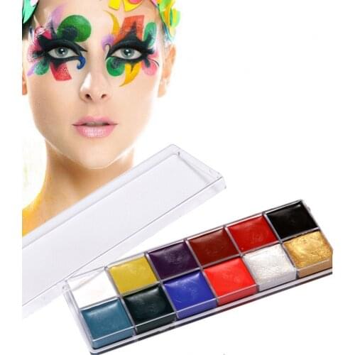 12 Colors Paint Body Makeup Halloween Face Body Art Pigment Painting Kit Safe Ingredient for Women Men Makeup