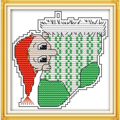 Christmas pendant 2 cross stitch kit aida 14ct 11ct count print canvas stitches embroidery DIY handmade