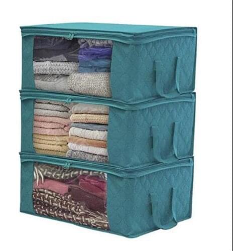 Clothes Organizer Non-woven Foldable Suitcase Home Storage Box Portable Container Bag