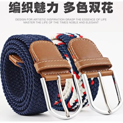 60 colors Men/Women canvas pin buckle belts Casual elastic waistband Braided belt